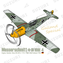 1940年、撃墜王 アドルフ・ガーランド少佐 の搭乗機。
黄色いノーズとミッキーマウスのノーズアートで知られるBf109E-4 Masserschmitt BF109E-4 Galland Special メッサーシュミット ガーランド搭乗機