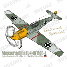 1940年、撃墜王 アドルフ・ガーランド少佐 の搭乗機。
黄色いノーズとミッキーマウスのノーズアートで知られるBf109E-4 Masserschmitt BF109E-4 Galland Special メッサーシュミット ガーランド搭乗機