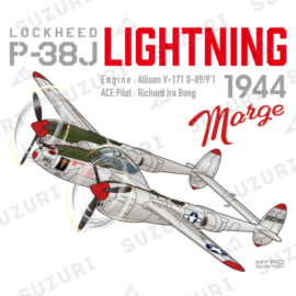 アメリカ陸軍航空隊のエース:リチャード・I・ボング少佐の愛機P-38J Lightning “Marge” P-38J Lightning “Marge” ライトニング USA No.1エース機