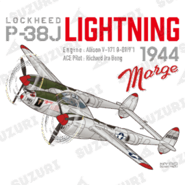 アメリカ陸軍航空隊のエース:リチャード・I・ボング少佐の愛機P-38J Lightning “Marge” P-38J Lightning “Marge” ライトニング USA No.1エース機