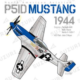 P51Dマスタングのエース(ジョン・C・マイヤー少佐)搭乗機 P51D Mustang PETIE 3rd マスタングのエース機